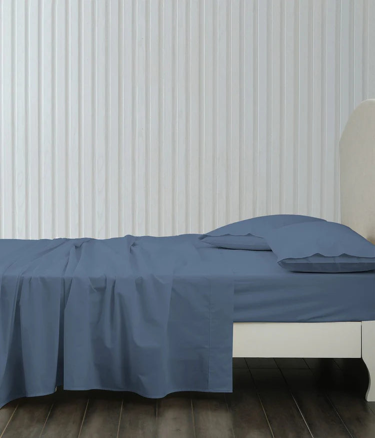 MM Linen Pure Cotton 250TC Sheet Set Denim