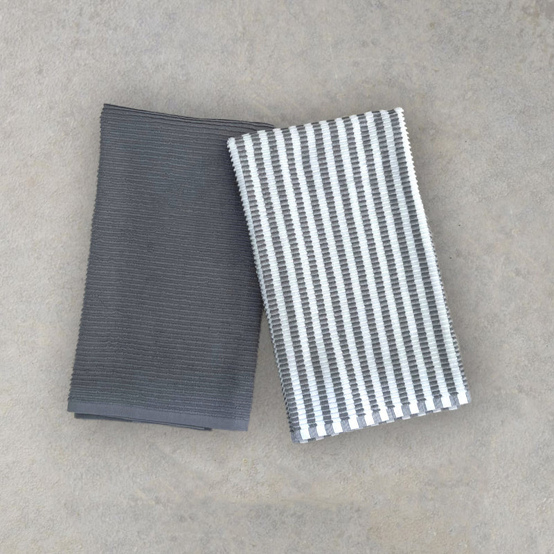 Baksana Ribbed Tea Towel - Granite