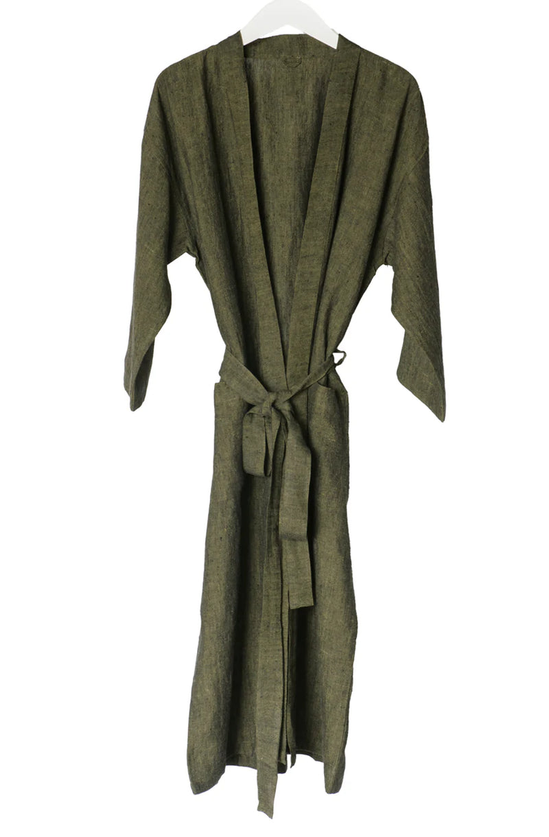 Bianca Lorenne Ruscello Deep Moss Housecoat - Soft Cotton Linen Blend