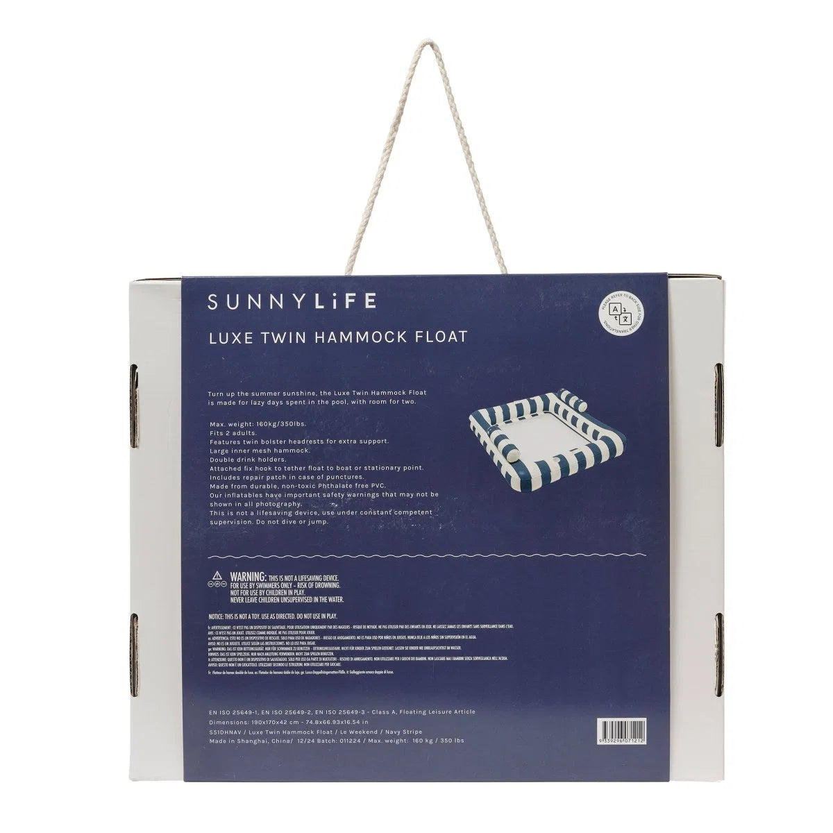 Sunnylife Luxe Twin Hammock Float - Le Weekend -Navy Stripe