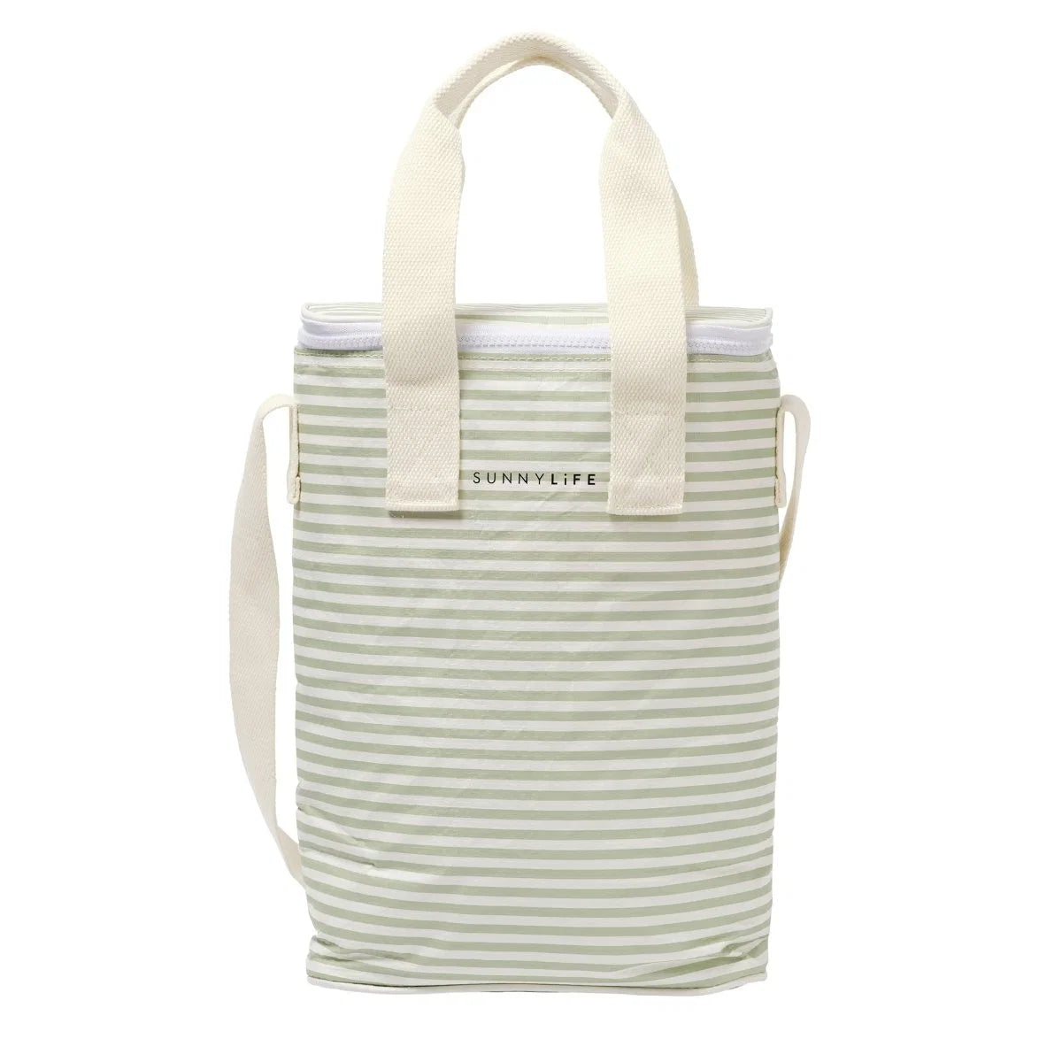 Sunnylife Light Cooler Drinks Bag - Sea Sage Stripe
