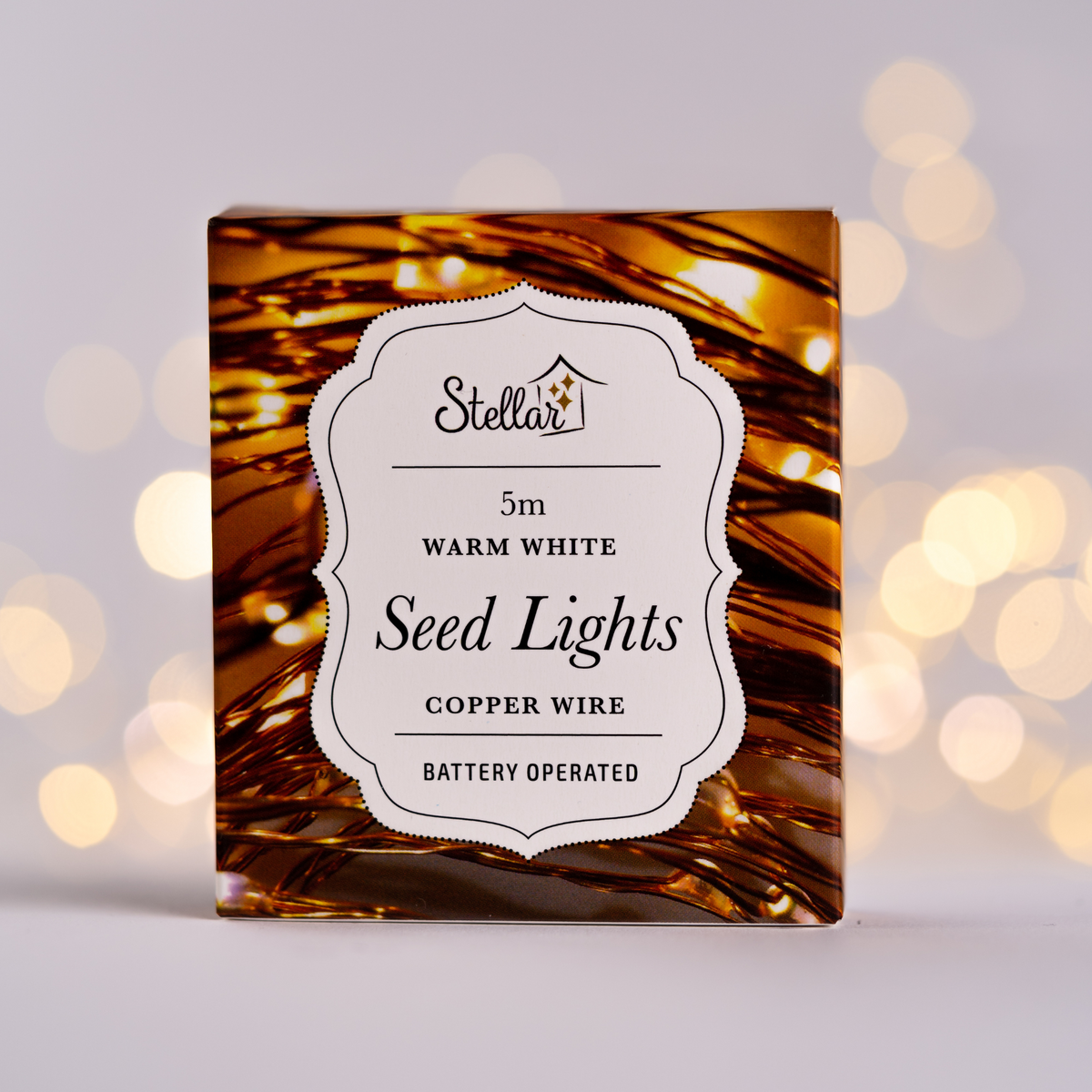 5m Copper Warm White Battery Seed Lights