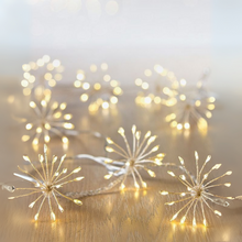 Starburst Garland 1.5m Silver Warm White Battery