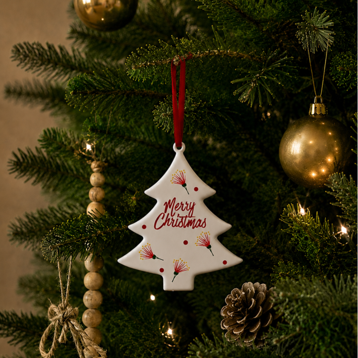 White Pohutukawa Christmas Decoration