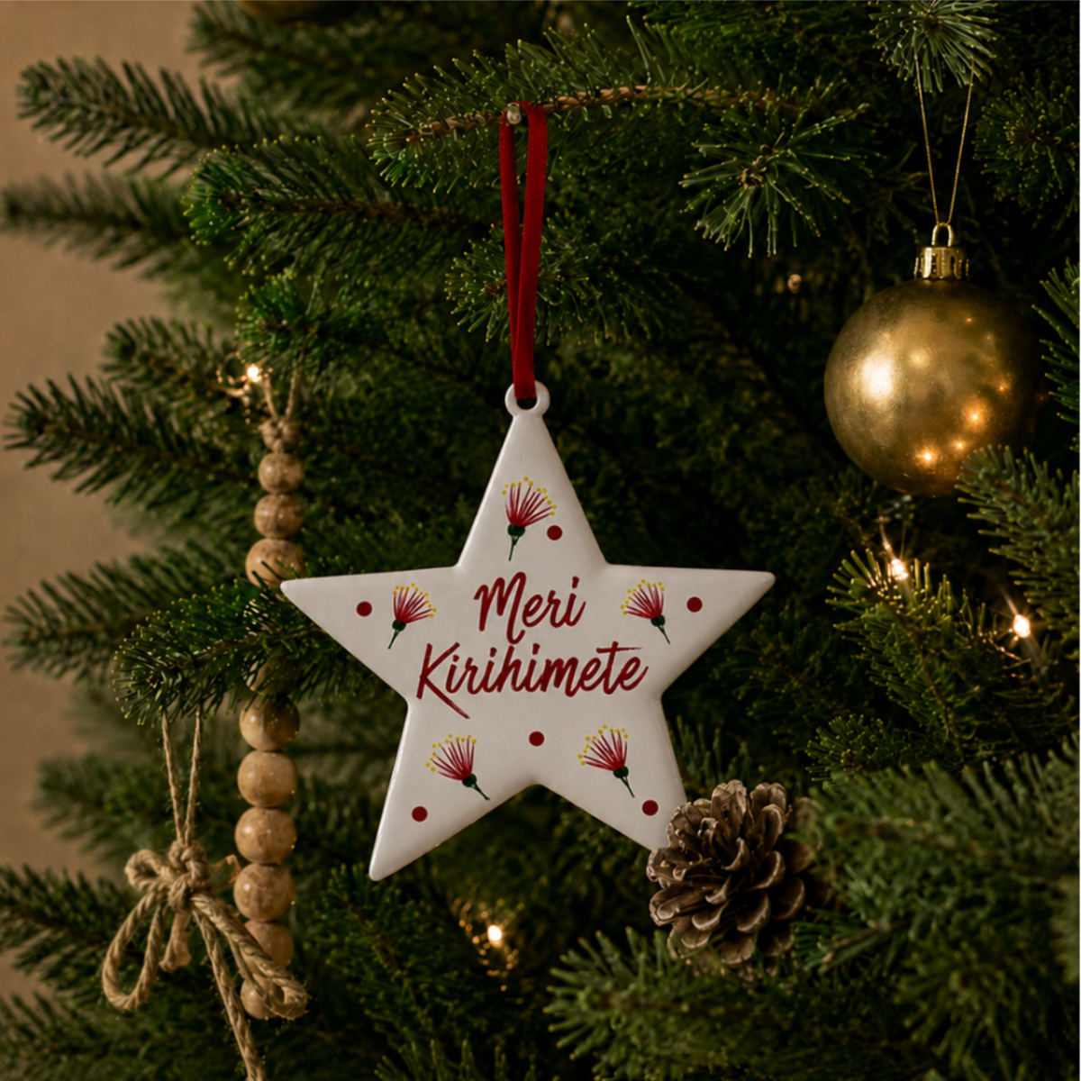 White Pohutukawa Star Christmas Decoration
