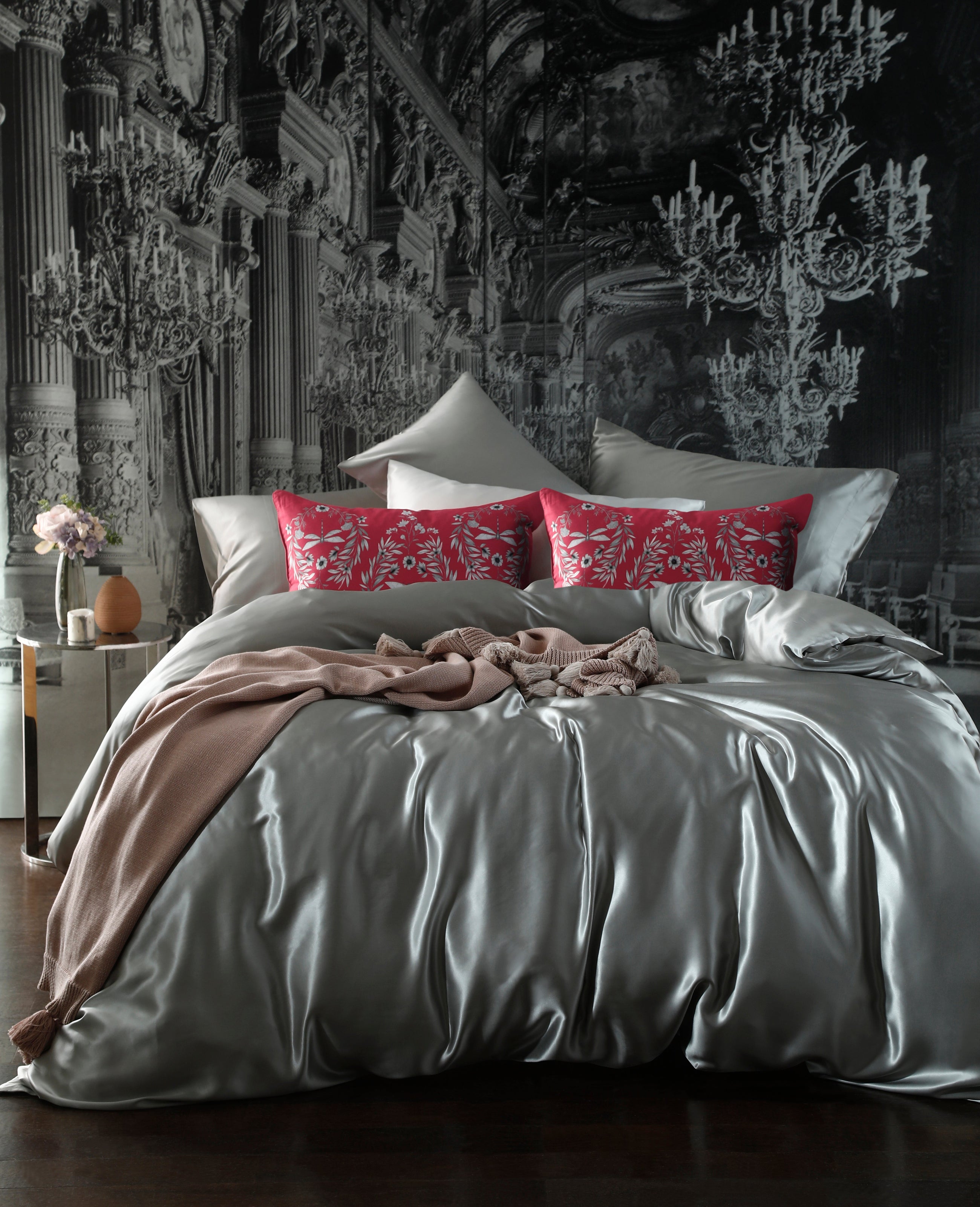 Silk Duvet Set Pewter