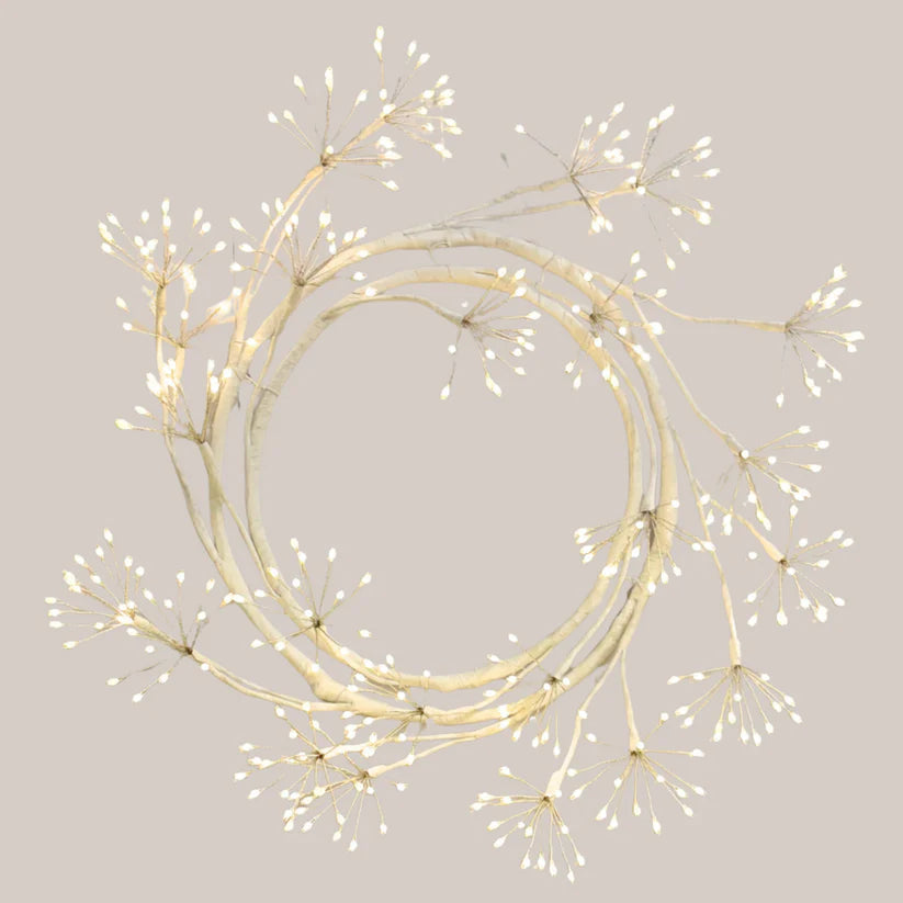 Stellar Spiral Wreath In White