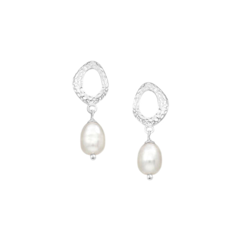 SS038 Beau Sterling Silver Beaton Circle Freshwater Pearl Earring