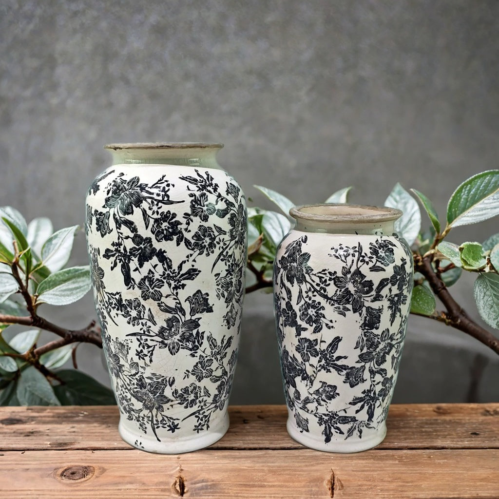 Frankly Cotton Black Floral Vase-Large