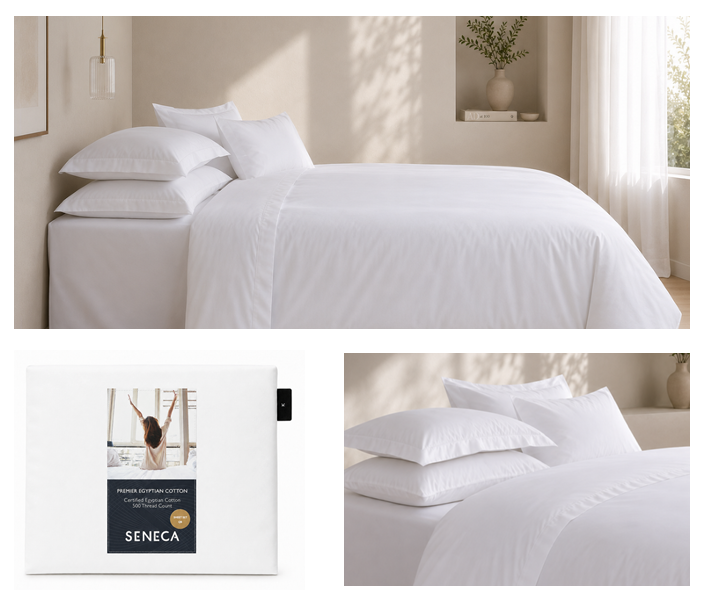 Seneca Egyptian Pillowcases - White