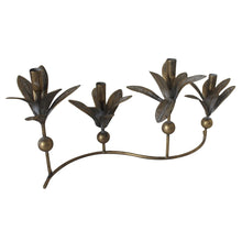 Antique Brass Palm 4 Candle Holder - 50cm