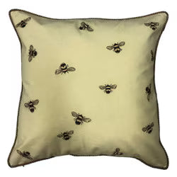 Cushion Cover - Hand Embroidered Bee - Black and Gold