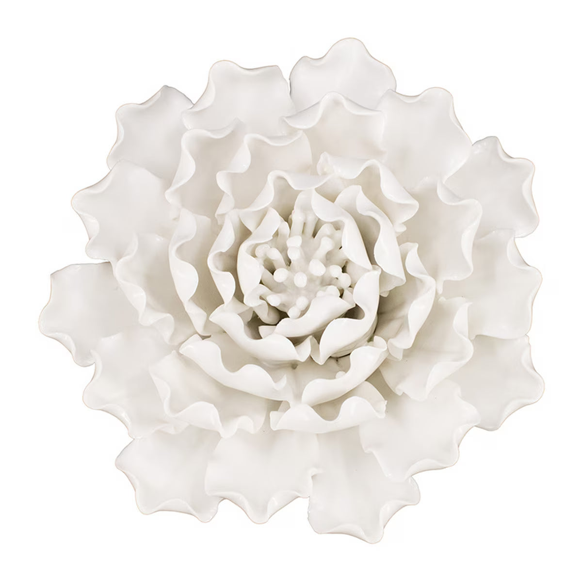 Handmade White Ceramic Flower Wall Hang 15cm