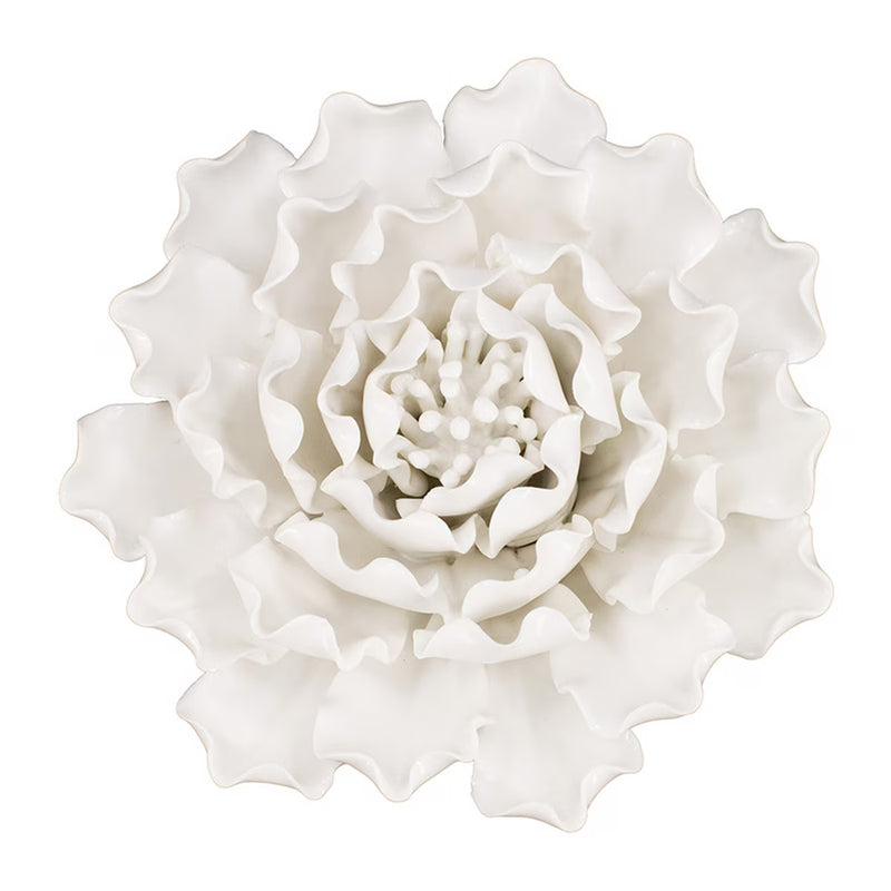 Handmade White Ceramic Flower Wall Hang 15cm