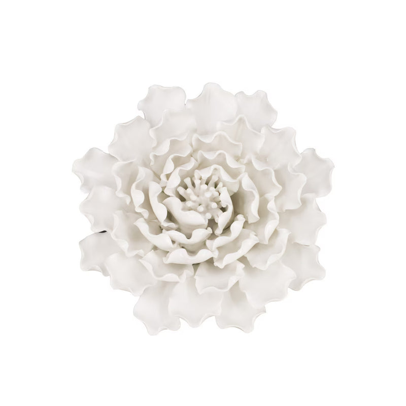 Handmade White Ceramic Flower Wall Hang  18.5cm