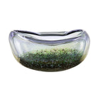 Handmade glass bowl vase with curved edge 21cm