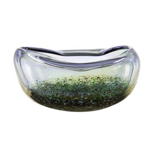 Handmade glass bowl vase with curved edge 21cm