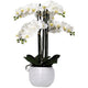6 Spray White Orchid - Real Touch in White Pot - 67cm tall