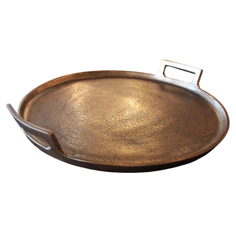 Thali Round Platter with Handles Brass/Bronze - 42cm x 5.4 Height