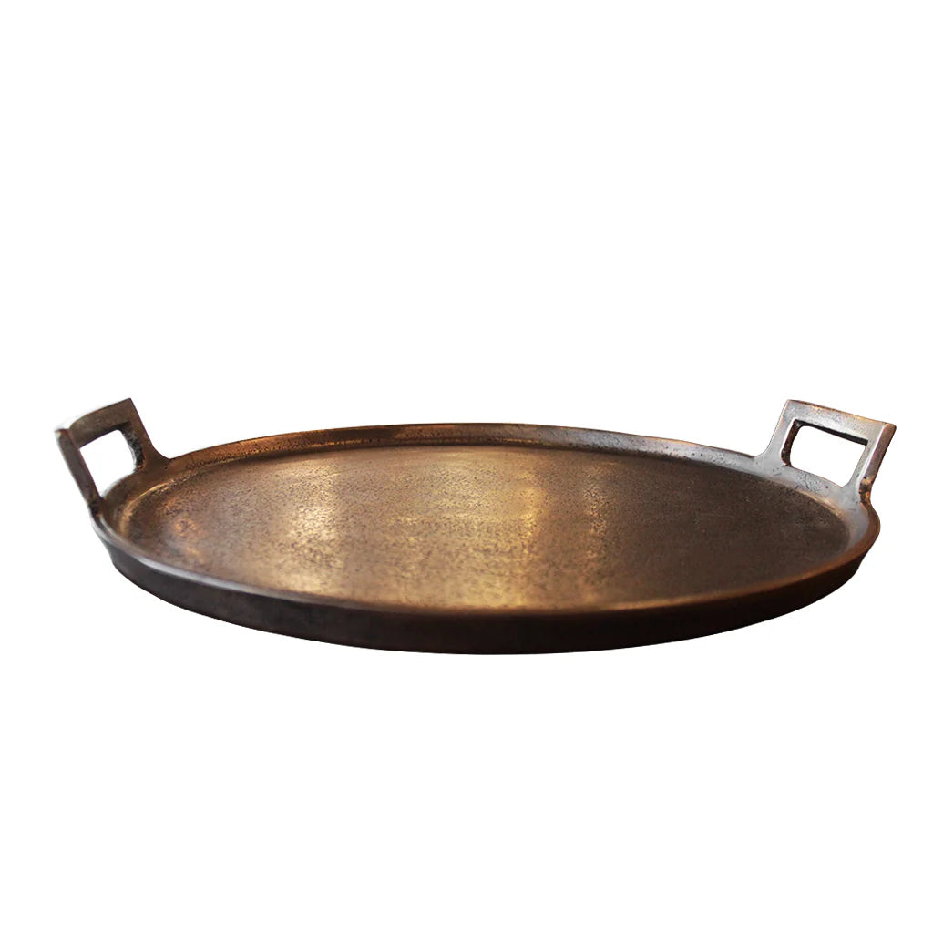 Thali Round Platter with Handles Brass/Bronze - 42cm x 5.4 Height