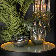 Handmade glass bowl vase with curved edge 21cm