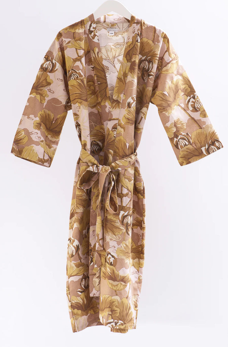 Bianca Lorenne Waterlily Clay Housecoat - Soft Cotton Linen Blend