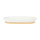 Frankly Cotton - Ceramic  White And Bamboo Tray