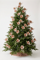 Christmas Rose Spray With Pearls – Taupe - Decoration Ornament