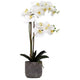 2 Spray White Orchid - Real Touch in Stone Pot - 56cm