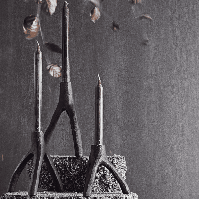 MUUBS Aion Nordic Candle holder Small - Black - 13.4cm Tall  - Available August