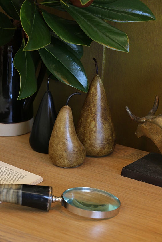 Large Marble Decorative Pear in Black
