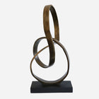 Infinity Sculpture in Antique Brass on Black Base