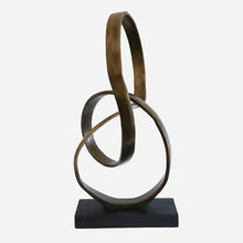Infinity Sculpture in Antique Brass on Black Base
