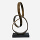 Infinity Sculpture in Antique Brass on Black Base