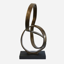 Infinity Sculpture in Antique Brass on Black Base