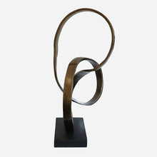 Infinity Sculpture in Antique Brass on Black Base