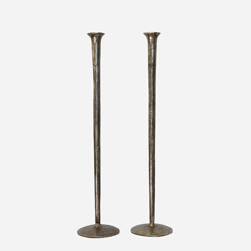 Forged Organic Tall Candlestick Antique Brass