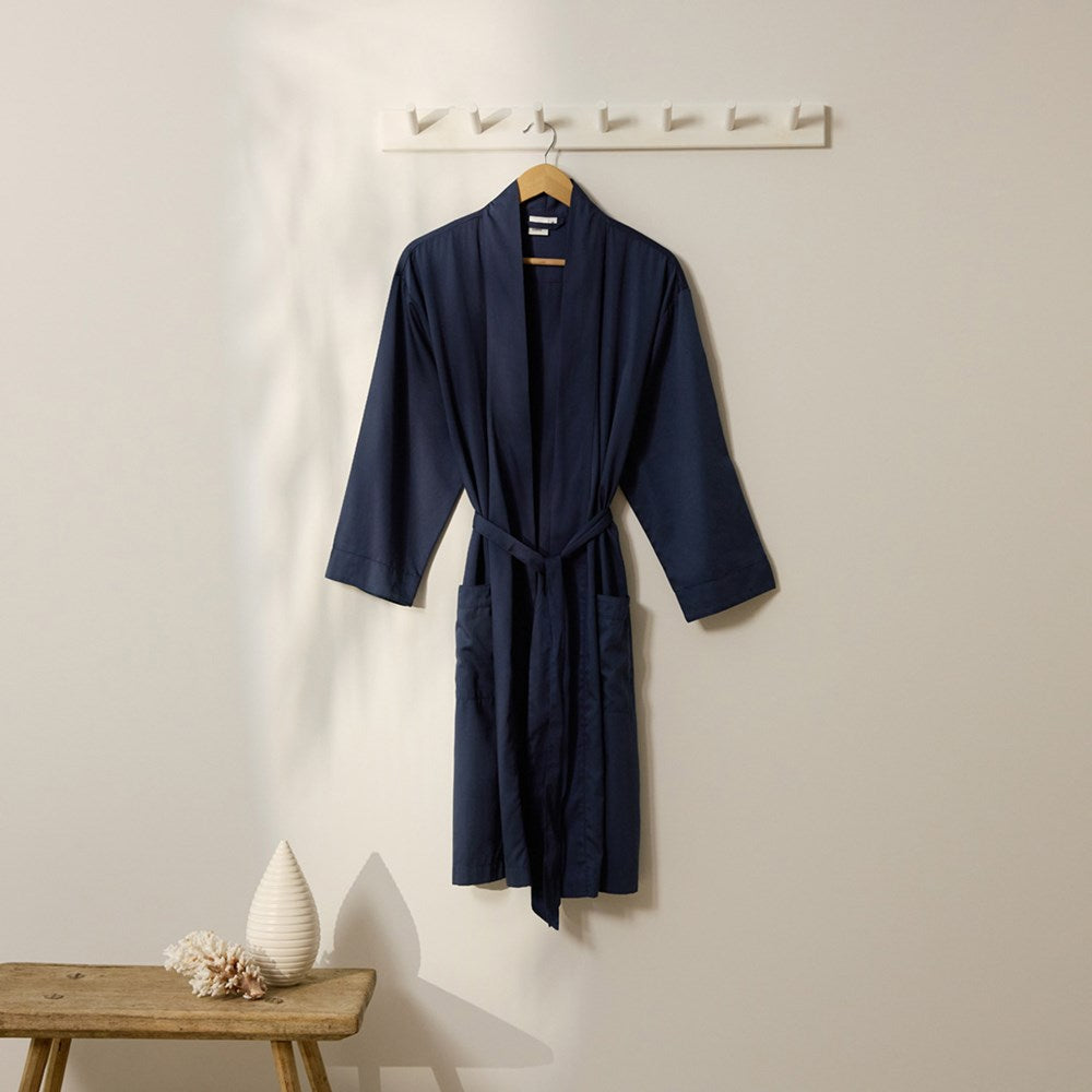 Bamboo Cotton Bathrobe - Navy