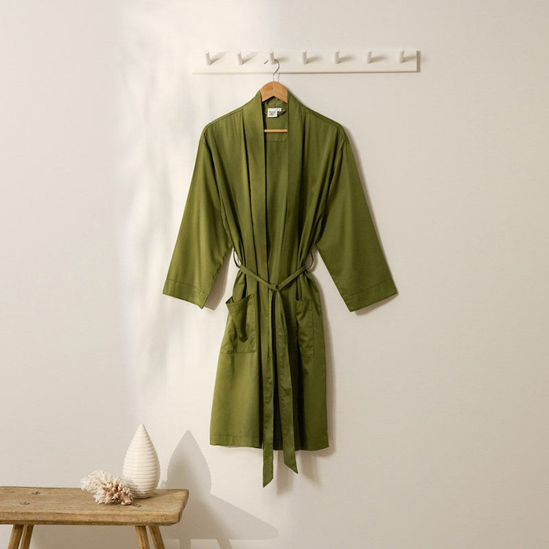 Bamboo Cotton Bathrobe - Olive