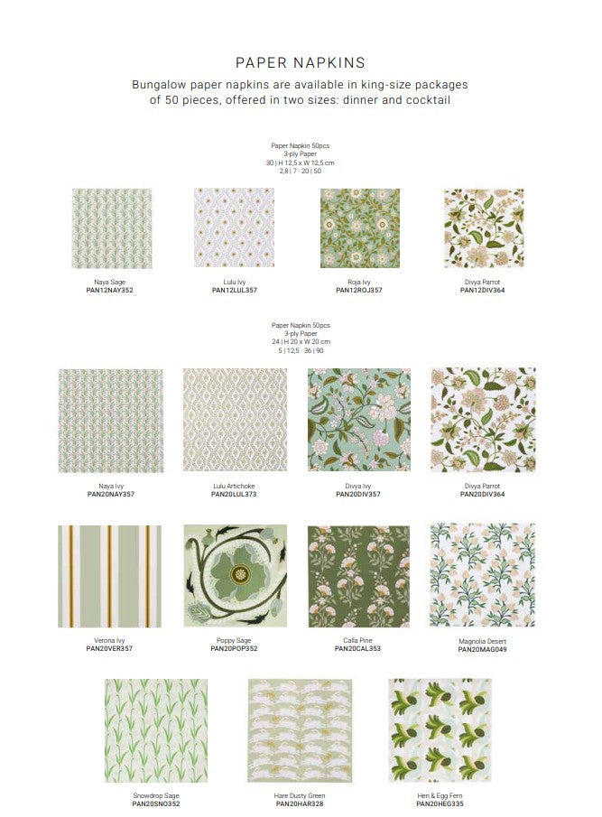 Bungalow Paper Napkin - Calla Pine (50pcs)