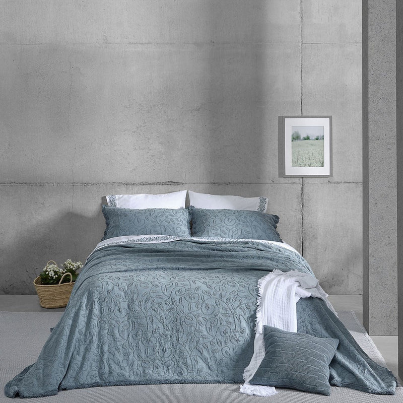 Portuguese Butirir Cotton Jacquard Blanket - Slate