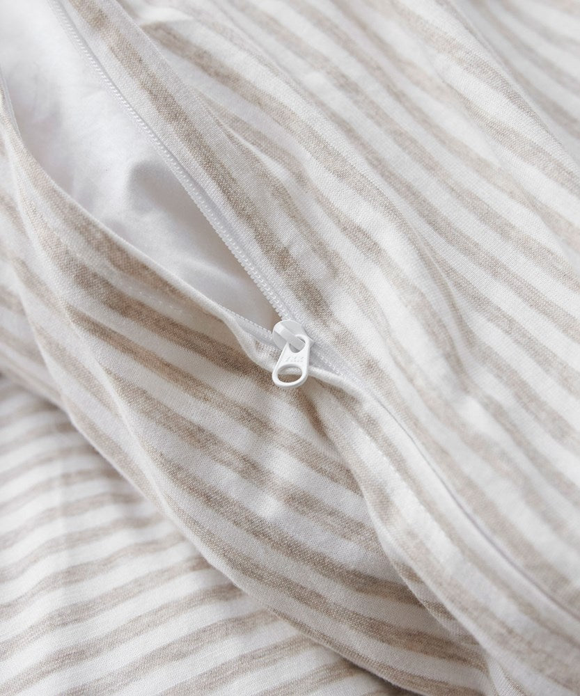 Cotton Jersey Pillowcase Pair - Biscuit Stripe