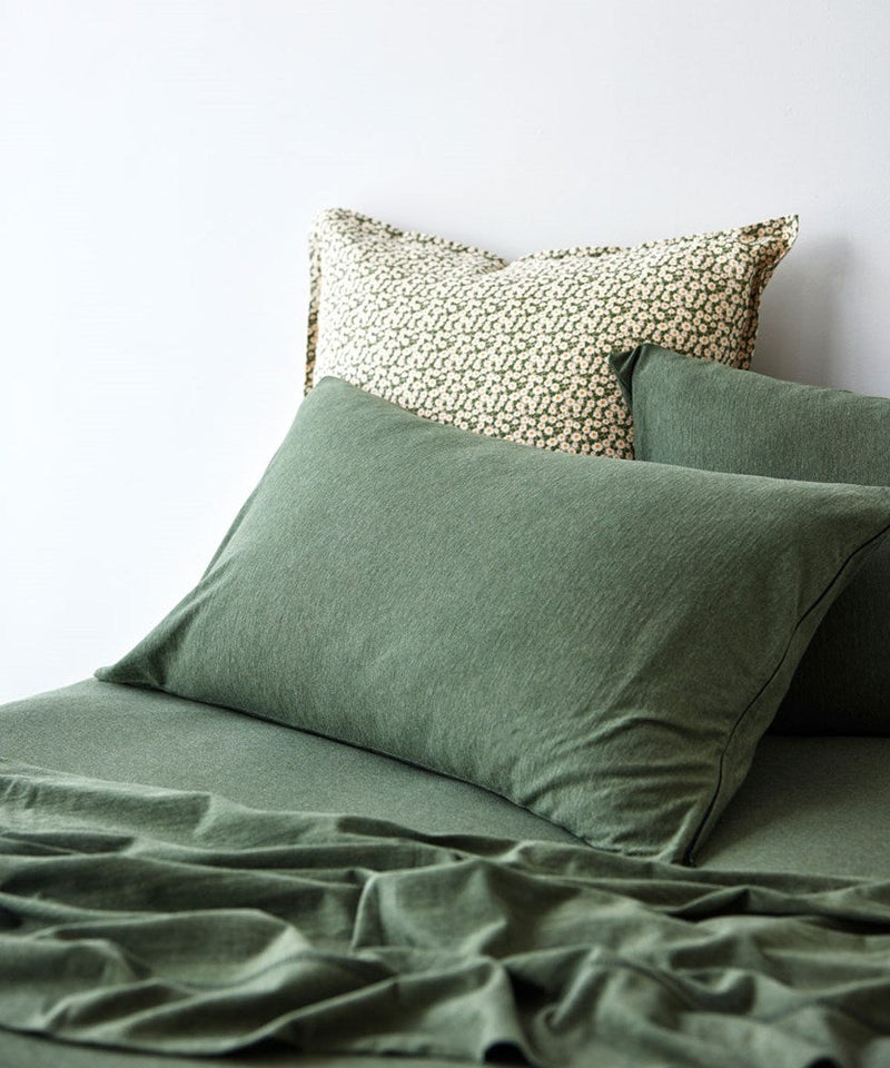 Cotton Jersey Pillowcase pair - Avocado