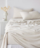 Cotton Jersey Flat Sheet - Biscuit Stripe