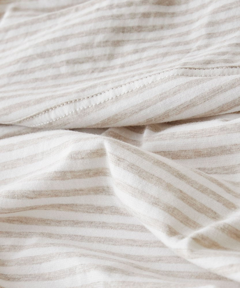 Cotton Jersey Flat Sheet - Biscuit Stripe