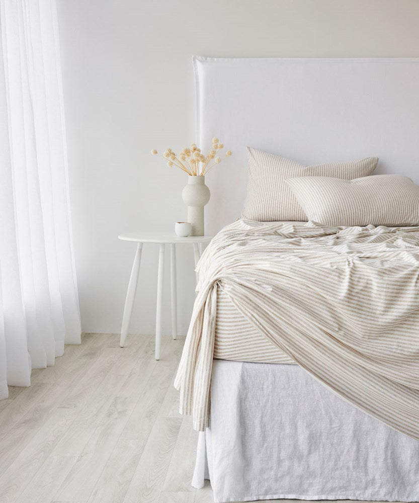 Cotton Jersey Fitted Sheet - Biscuit Stripe