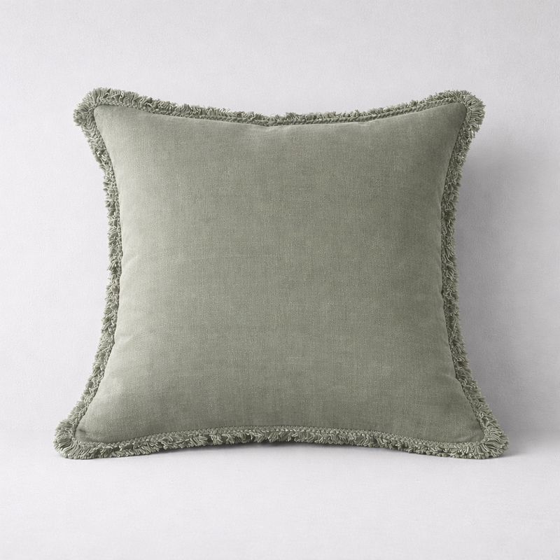 MM Linen Laundered Linen Pillow Cover Set Range - Olive