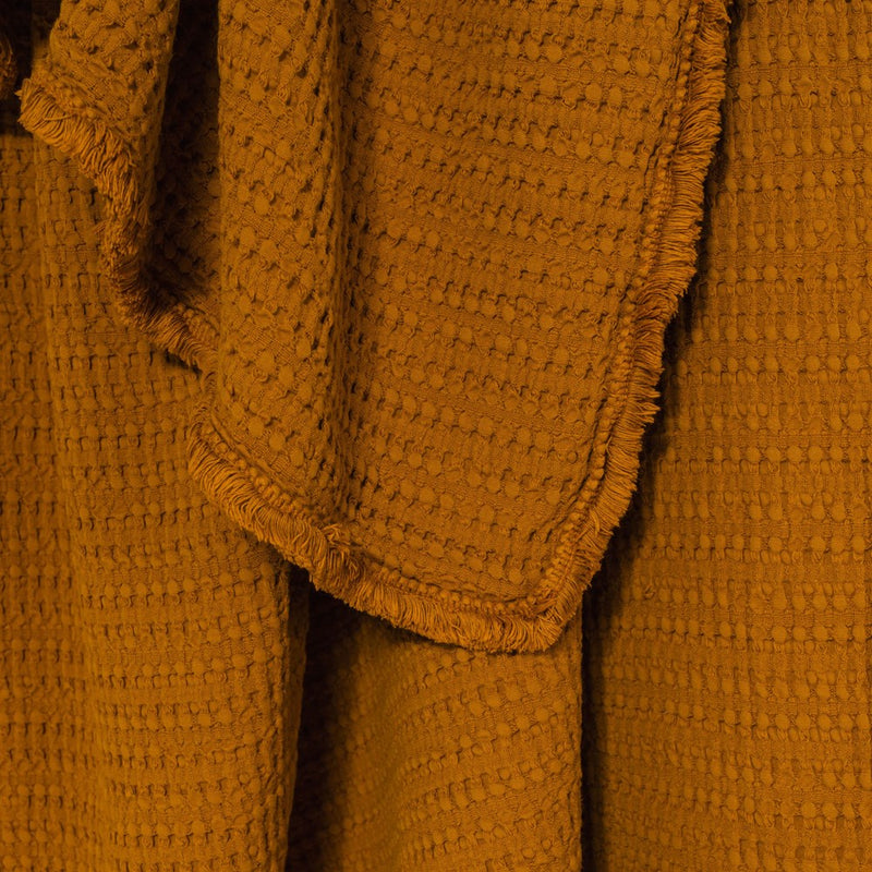 Portuguese Nasa Cotton Waffle Throw - Mustard
