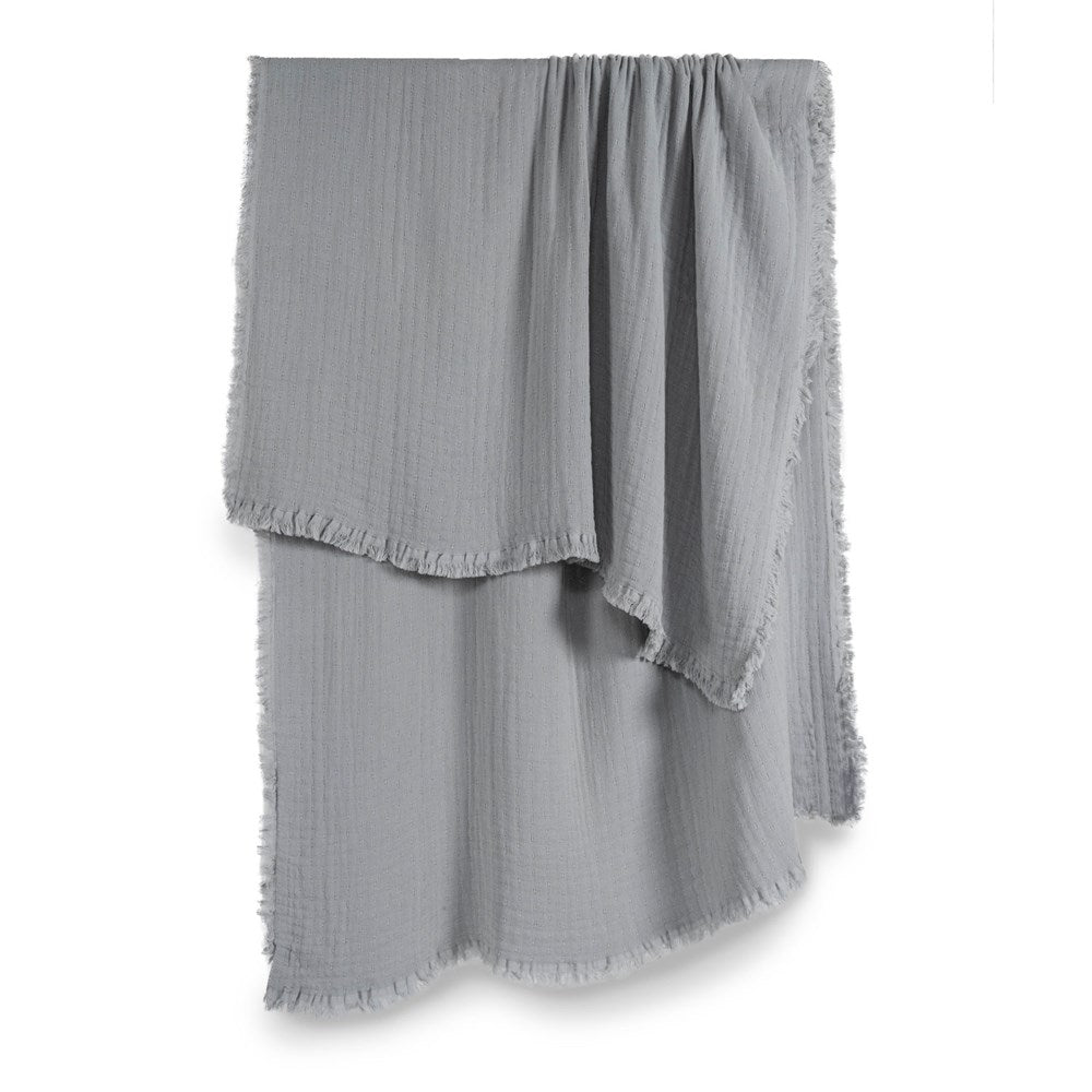 Portuguese Signo Cotton Gauze Throw - Silver