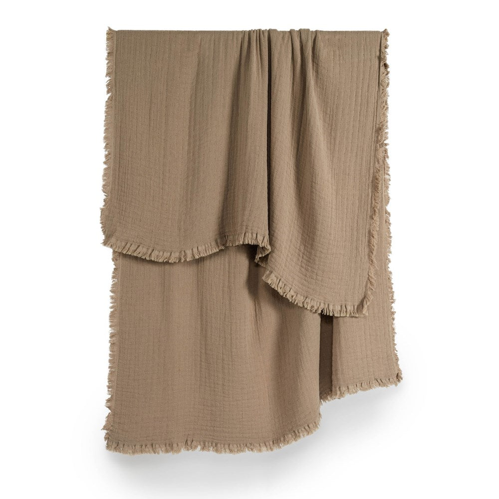 Portuguese Signo Cotton Gauze Throw - Latte